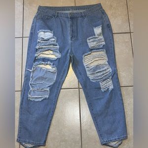 High rise distressed jeans